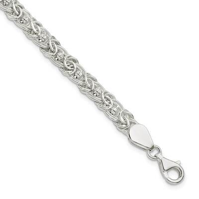 Diamond-Cut Flat Oval Beaded Link 8 Inch Bracelet Sterling Silver Polished QG5871-8, MPN: QG5871-8,