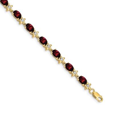 Floral Diamond Garnet Bracelet 14k Gold BM4495-GA-010-YA, MPN: BM4495-GA-010-YA, 883957372730