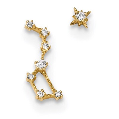 Madi K Childrens CZ Diamond 1 Stud Star &amp; 1 Little Dipper Post Earrings 14k Gold SE2550, MPN: SE255…