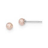 3-4mm Pink Freshwater Cultured Round Pearl Stud Earrings Sterling Silver QE12718, MPN: QE12718, 191…