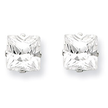 5mm Square Diamond 4 Prong Stud Earrings Sterling Silver QE7501, MPN: QE7501, 191101786976