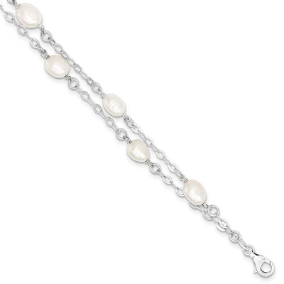 7.5 Inch Cultured Pearl Bracelet Sterling Silver QH5049-7.5, MPN: QH5049-7.5, 883957568669