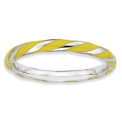 Twisted Yellow Enameled Ring - Sterling Silver QSK548, MPN: QSK548, 886774218304