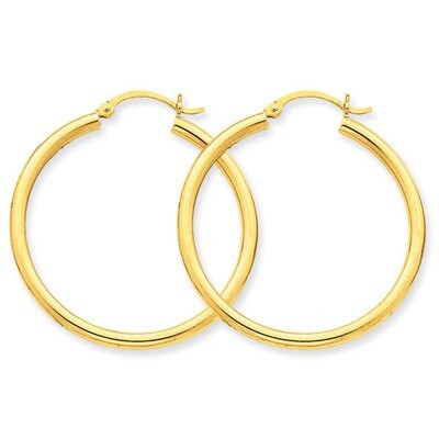 2.5mm Lightweight Round Hoop Earrings 14k Gold Polished T934L, MPN: T934L, 883957287799
