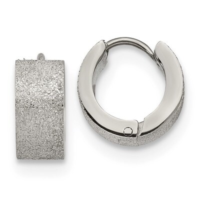Sand Blasted 6.0mm Hinged Hoop Earrings Stainless Steel Polished SRE1232 by Chisel, MPN: SRE1232, 1…