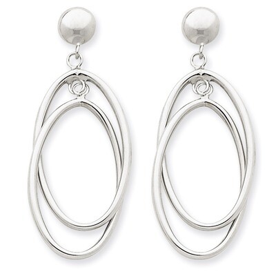 Double Oval Dangle Post Earrings 14k White Gold TL135, MPN: TL135, 191101372148