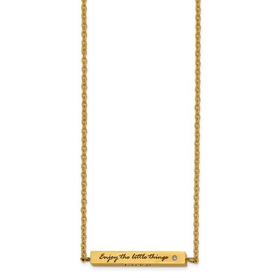 IP-plated Yellow CZ Enjoy the little16 Inch with 2 Inch ext Bar Necklace Stainless Steel SRN2697-16…