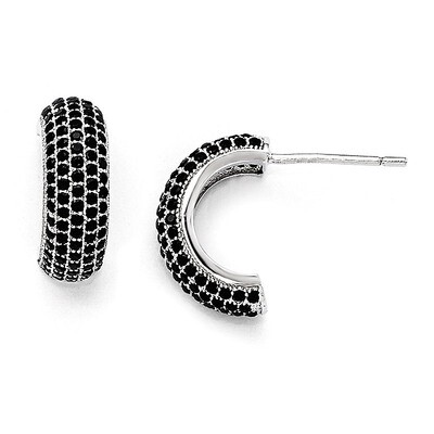 Post Earrings Sterling Silver &amp; Black Cubic Zirconia QMP560, MPN: QMP560, 886774239613