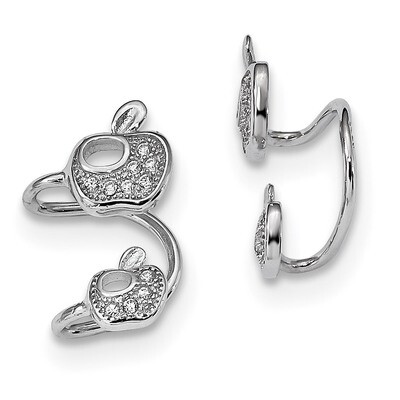 CZ Diamond Double Apple Right Cuff Earring Sterling Silver Rhodium-plated QE13681, MPN: QE13681, 88…