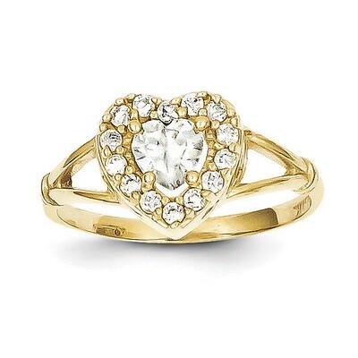 Heart Ring 10k Gold Synthetic Diamond 10C1209, MPN: 10C1209, 886774020723