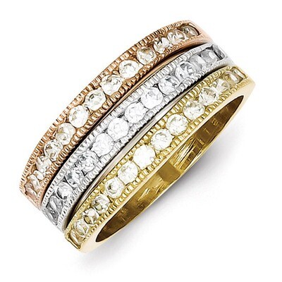 Vermeil Polished Trio Diamond Rings Sterling Silver QR2726, MPN: QR2726, 883957530628