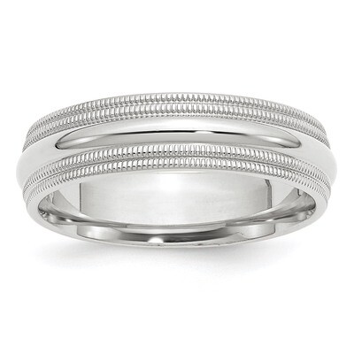 6mm Double Milgrain Comfort Fit Band 10k White Gold WDMC060 Engravable, MPN: WDMC060, 886774460987