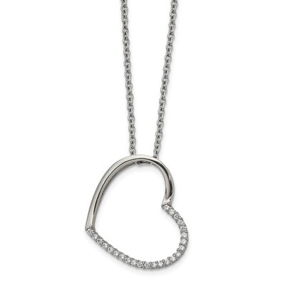 CZ Heart 20 Inch Necklace Stainless Steel Polished SRN2716-20 by Chisel, MPN: SRN2716-20, 191101018…