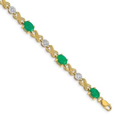 Emerald Infinity Bracelet 14k Gold Diamond BM4490-EM-020-YA, MPN: BM4490-EM-020-YA, 883957386157