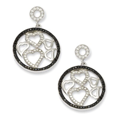 CZ Brilliant Embers Heart Post Earrings Sterling Silver QMP346
