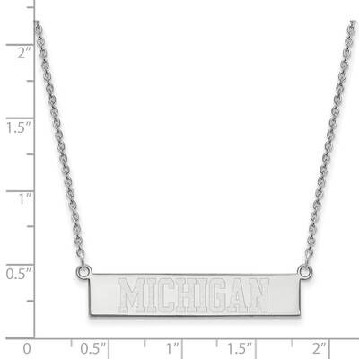 The University of Michigan Small Bar Necklace Sterling Silver Rhodium-plated SS063UM-18, MPN: SS063…