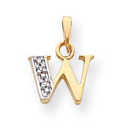Polished .01ct Diamond Initial W Charm 14K Gold &amp; Rhodium YC250W, MPN: YC250W, 883957323589