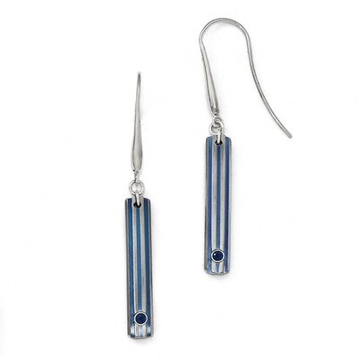 Edward Mirell Titanium Groove Blue Anodized &amp; Blue Sapphire Earrings EME110 by Edward Mirell, MPN: …