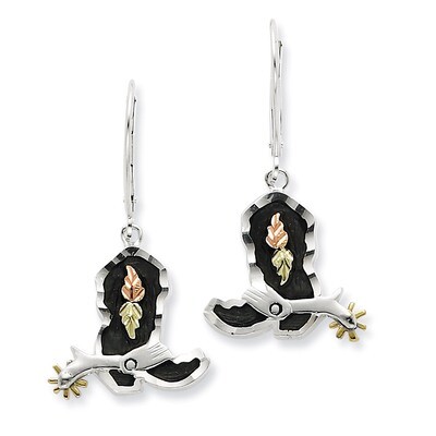 Antiqued Boot with10K Spur Earrings Sterling Silver &amp; 12k Gold QBH108, MPN: QBH108, 784715388997