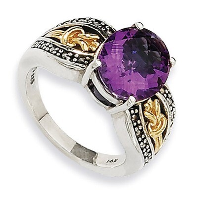 Amethyst Ring Sterling Silver &amp; 14k Gold QTC197-6