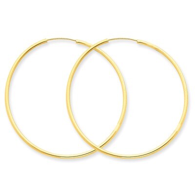 1.5mm Polished Round Endless Hoop Earrings 14k Gold XY1164, MPN: XY1164, 883957299495