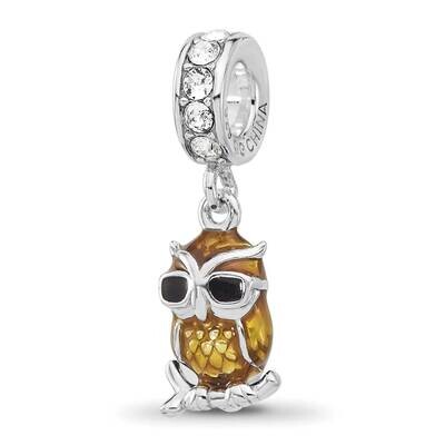 Crystal Enameled Owl Dangle Bead Sterling Silver Rhodium-plated QRS4473, MPN: QRS4473,