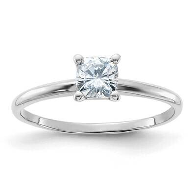 1/2ct. D E F Pure Light Cushion Moissanite Solitaire Ring 14k White Gold WGSH13C-8MP, MPN: WGSH13C-…