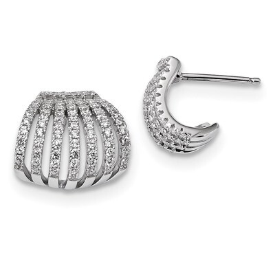 CZ Diamond Post Earrings Sterling Silver Rhodium-plated QE13726, MPN: QE13726, 886774034065