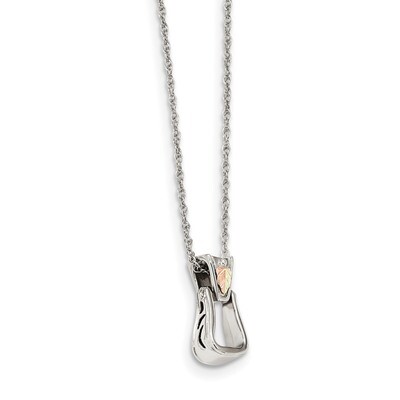 Accents Antiqued Stirrup Necklace 9.5 Inch 12k Gold Sterling Silver QBH269-18, MPN: QBH269-18, 7847…