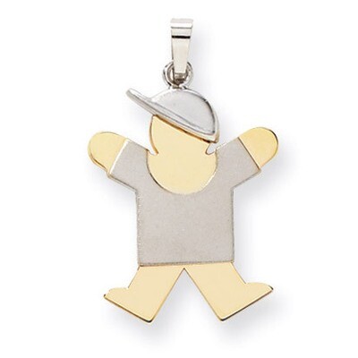 Boy with Hat on Right Engravable Charm 14k Two-tone Gold Large XK416, MPN: XK416, 883957859552