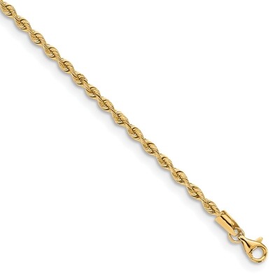 7 Inch 2.55mm Silky Rope Chain 14k Yellow Gold SKR021-7, MPN: SKR021-7, 191101858000