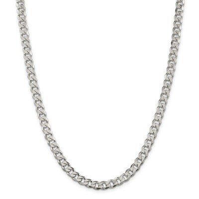 26 Inch 7mm Pave Curb Chain Sterling Silver QCF180-26, MPN: QCF180-26, 883957939490