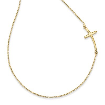 Sideways Curved Cross Necklace 14k Gold Large SF2082, MPN: SF2082, 886774258232