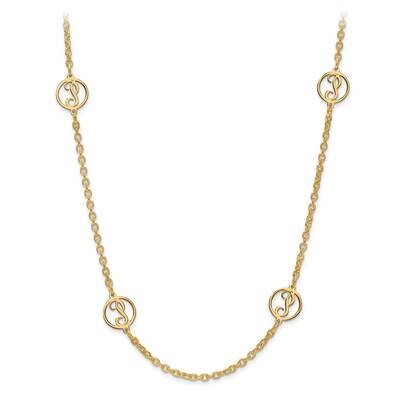 Laser Satin Letter Initial Station Necklace with Chain Gold-plated Silver XNA663GP, MPN: XNA663GP, …