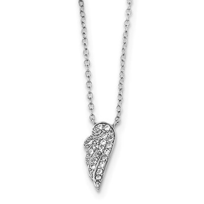CZ Diamond Wing Necklace 18 Inch Sterling Silver Rhodium-plated QG3996-18, MPN: QG3996-18, 19110107…