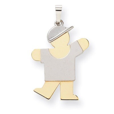 Boy with Hat on Left Engravable Charm 14k Two-tone Gold Large XK415, MPN: XK415, 883957378275