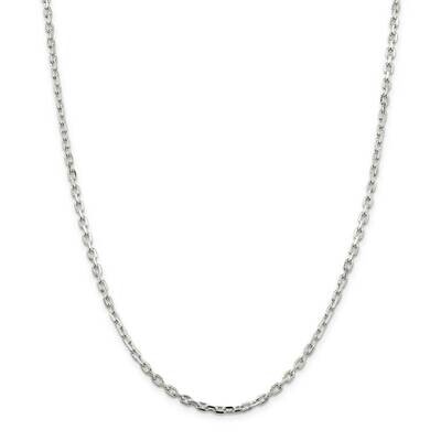 3.25mm Beveled Oval Cable Chain 26 Inch Sterling Silver QCA100-26, MPN: QCA100-26,