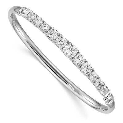 Graduated CZ Diamond Hinged Bangle Sterling Silver Rhodium-plated QB1280, MPN: QB1280, 196904160688