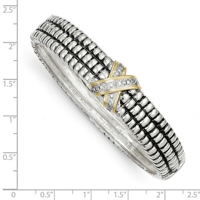 1/15ct. Diamond Bangle Bracelet Sterling Silver &amp; 14k Gold QTC117, MPN: QTC117, 742323127292