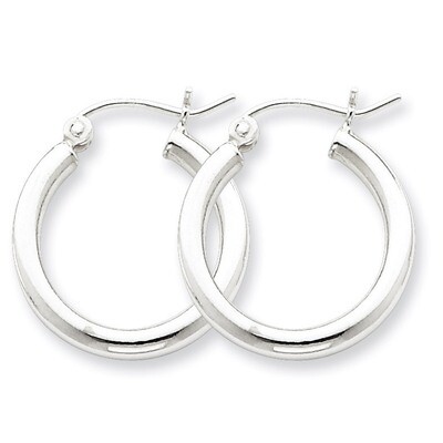 2.5mm Round Hoop Earrings Sterling Silver Rhodium-plated QE4384, MPN: QE4384, 883957930053