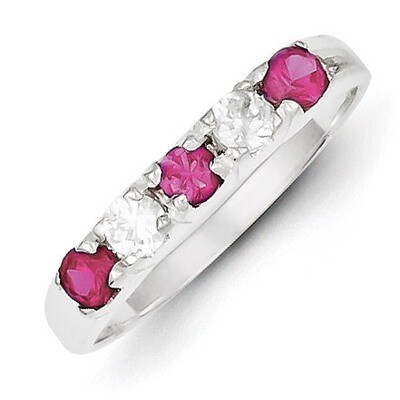 Red &amp; White Diamond Ring Sterling Silver QR4326, MPN: QR4326, 883957008868