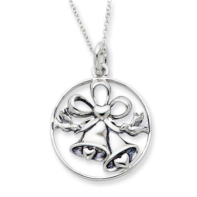 Antiqued Wedding Day Bliss 18 Inch Necklace Sterling Silver QSX344