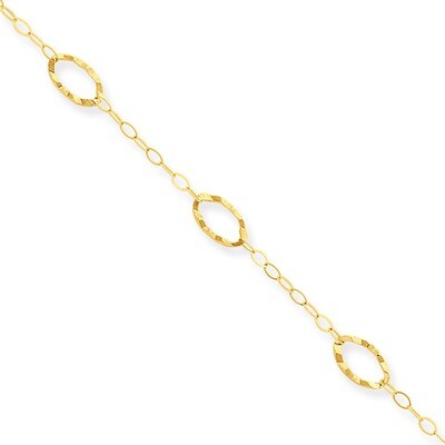 Oval Shapes 9in with 1in ext Anklet 10 Inch 14k Gold ANK223-10, MPN: ANK223-10, 886774311753