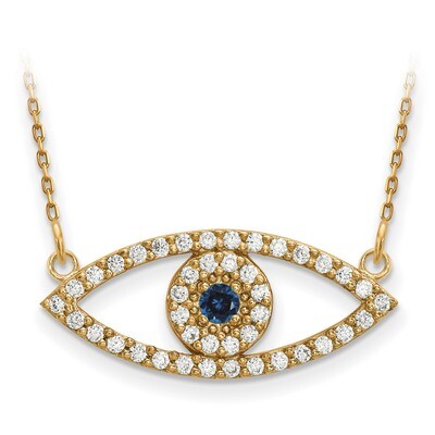Medium Diamond and Sapphire Evil Eye Necklace 14k Gold XP5045S/A, MPN: XP5045S_AA, 191101832666