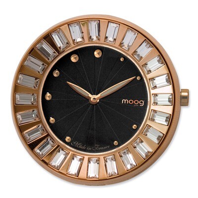 Moog Stainless Steel Black Dial Crystal Bezel Watch Only - Rose-plated, MPN: XWA3656W,