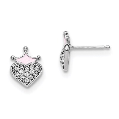 Enamel Swarovski Heart/Crown Earrings Sterling Silver Rhodium-plated QGK133, MPN: QGK133, 191101111…