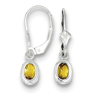 6x4mm Oval Citrine Leverback Earrings Sterling Silver QE2042CI, MPN: QE2042CI, 883957226248