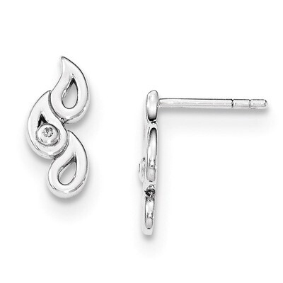 Post Earrings Sterling Silver Diamond QW391, MPN: QW391, 191101195938