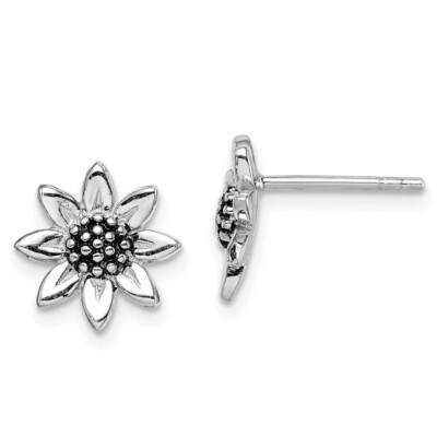 Sunflower Post Earring Sterling Silver Rhodium-plated QE14962, MPN: QE14962, 886774116723