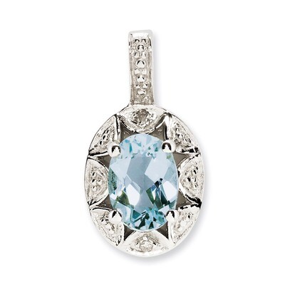 March Aquamarine Pendant Sterling Silver Diamond QBPD10MAR, MPN: QBPD10MAR, 886774187617